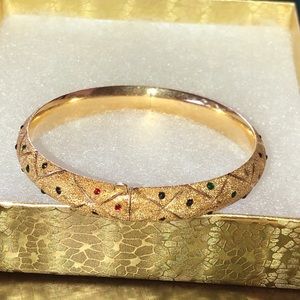 Vintage 14k Yellow Gold Enamel Bangle Bracelet